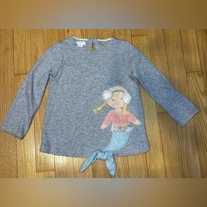 Mud Pie Gray Long Sleeve Shirt with Mermaid Appliqué